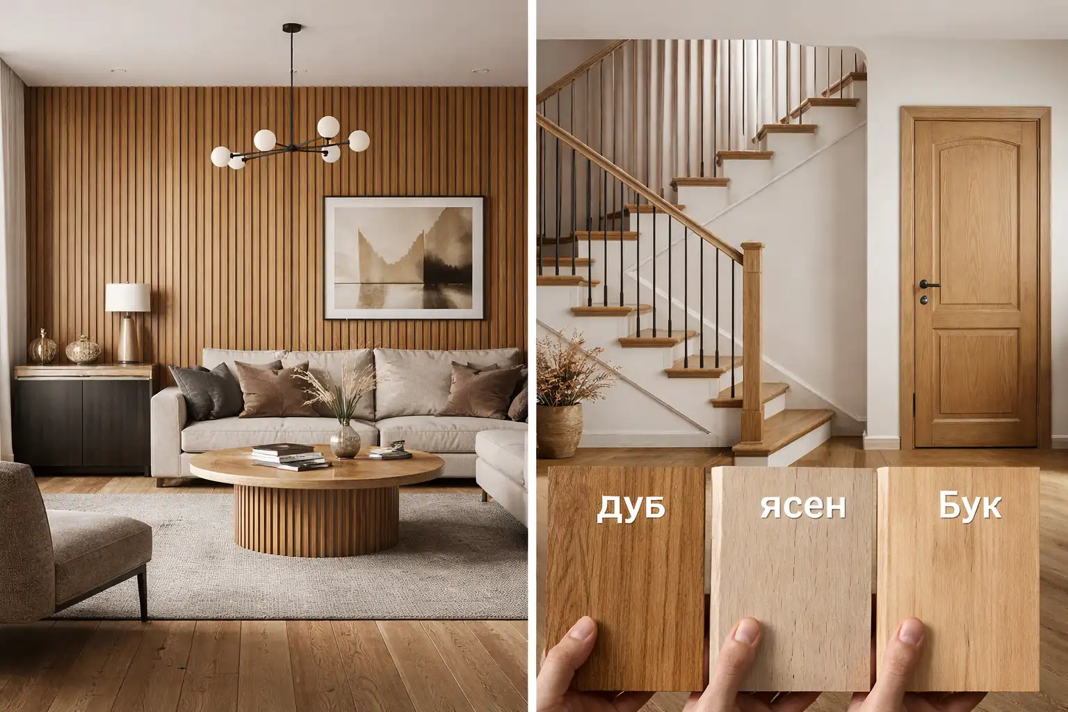 Порівняння порід дерева: дуб, ясен та бук для інтер'єру