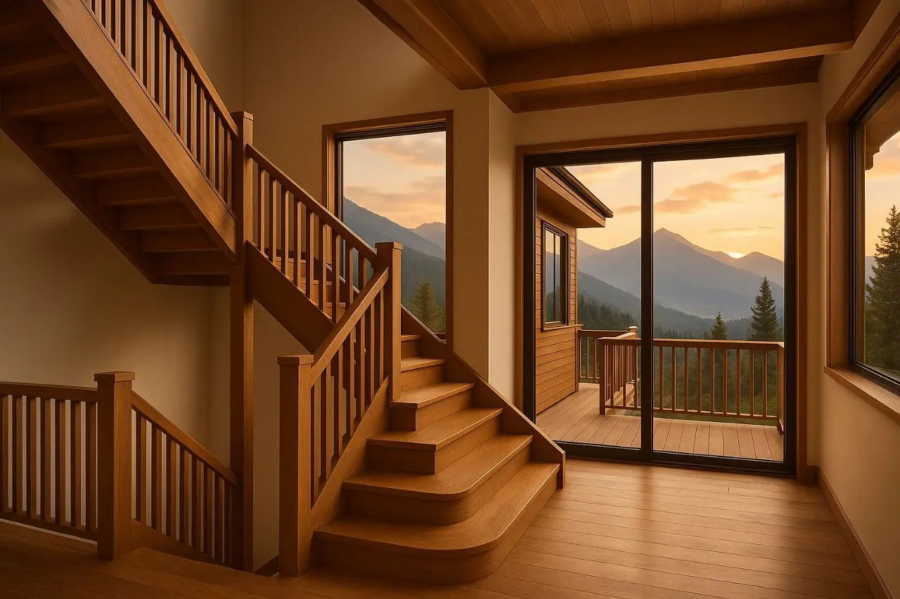 Дерев’яні сходи з карпатської деревини в сучасному інтер’єрі